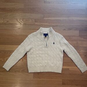Ralph Lauren Kids Ivory Cable Knit Half Zip Sweater